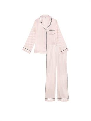 Parlak Saten Uzun Pijama Takımı