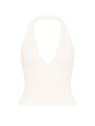 PINK Base Dantelli Halter Yaka Bluz