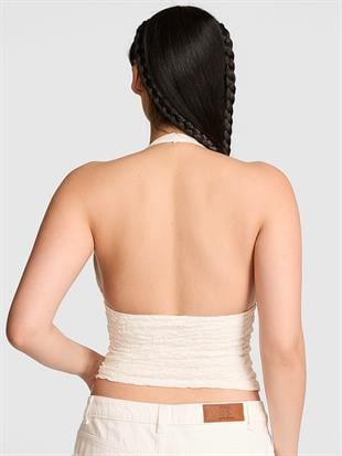 PINK Base Dantelli Halter Yaka Bluz