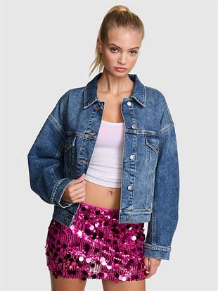 PINK Denim Boyfriend Kot Ceket