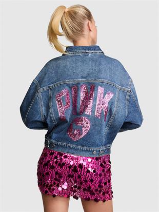 PINK Denim Boyfriend Kot Ceket
