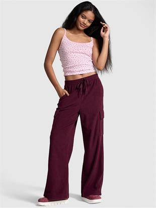 PINK Mikro Polar Geniş Paça Kargo Pantolon