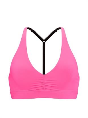 PINK Relay™ Büzgü Detaylı Dekolteli Sporcu Sütyeni