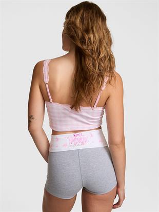PINK x LoveShackFancy Beli Katlanabilen Mini Şort