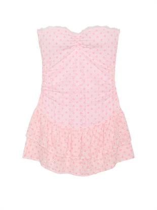 PINK x LoveShackFancy Büzgülü Mini Elbise