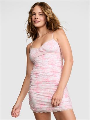 PINK x LoveShackFancy Büzgülü Mini Elbise