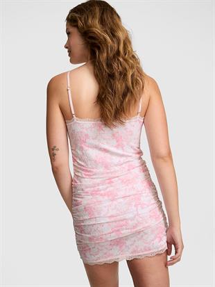 PINK x LoveShackFancy Büzgülü Mini Elbise