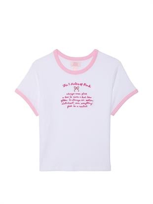 PINK x LoveShackFancy Retro Pamuklu Tişört