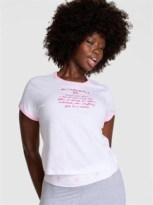 PINK x LoveShackFancy Retro Pamuklu Tişört