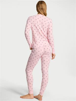 Pointelle Henley Uzun Pijama Takımı