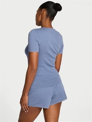 Pointelle Modal Henley Tişört ve Boxer Şort Takımı
