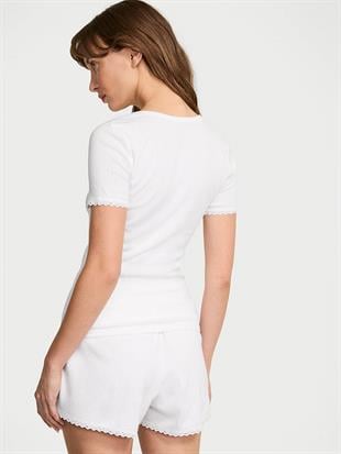 Pointelle Modal Henley Tişört ve Boxer Şort Takımı