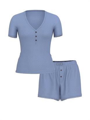 Pointelle Modal Henley Tişört ve Boxer Şort Takımı