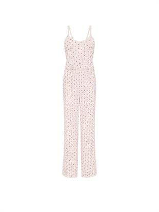 Pointelle Ribanalı Askılı Üst Ve Uzun Alt Pijama Takımı