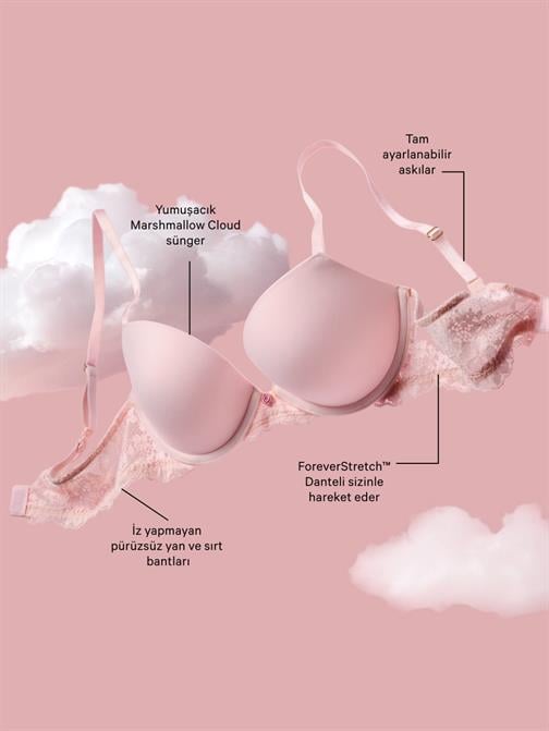 Pürüzsüz Dantelli Push-Up Sütyen