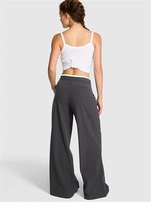 Rahat Fit Çizgili Düşük Bel Pantolon