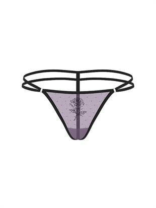 Romantik İşlemeli V-String Külot