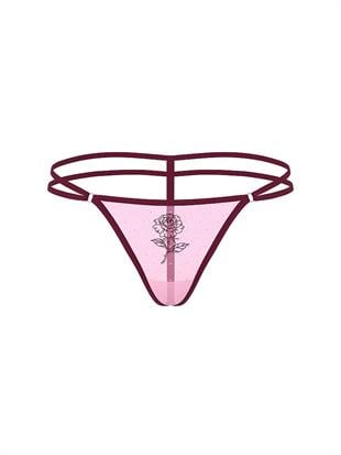 Romantik İşlemeli V-String Külot