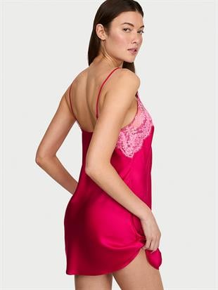 Saten Dantelli Askılı Mini Gecelik