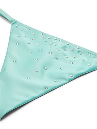 Saten İnci İşlemeli V-String Külot