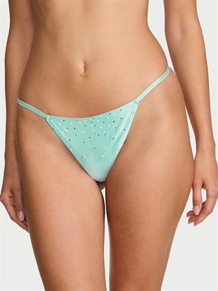 Saten İnci İşlemeli V-String Külot