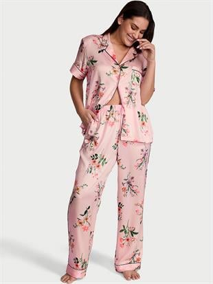 Saten Kısa Kollu Pijama Takımı