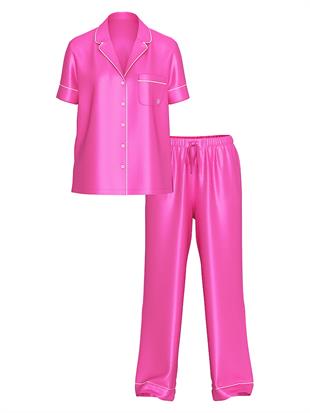 Saten Kısa Kollu Pijama Takımı