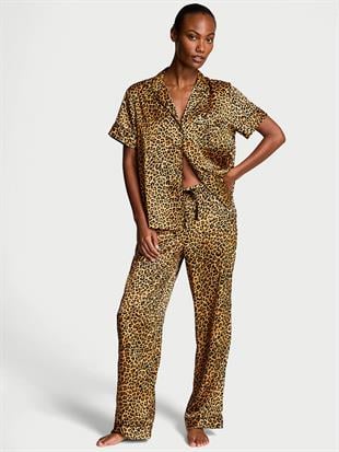 Saten Kısa Kollu Pijama Takımı