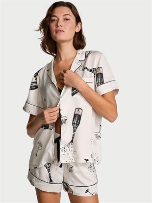 Saten Kısa Pijama Takımı