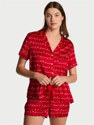 Saten Kısa Pijama Takımı