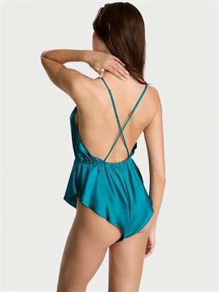 Saten Volanlı Tulum