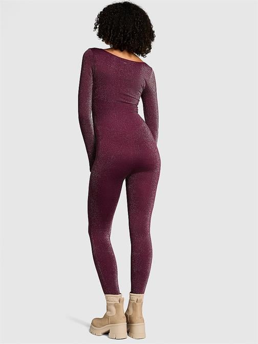 Seamless Işıltılı Uzun Kollu Tulum