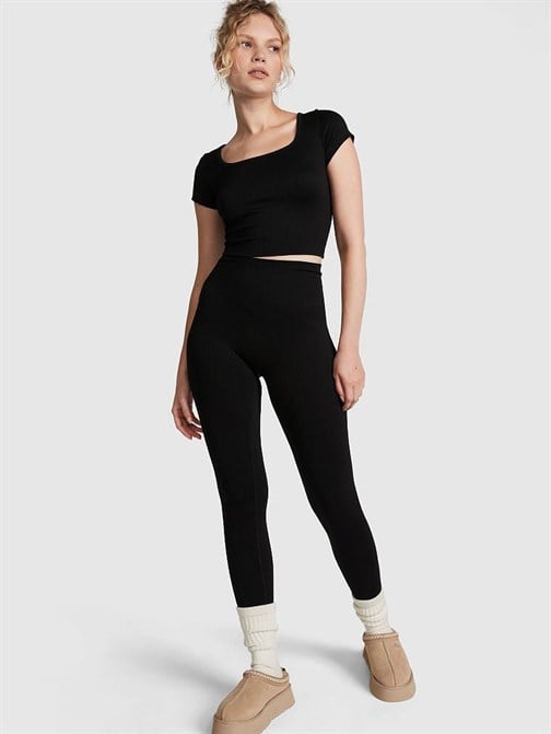 Seamless Kısa Kollu Crop Üst
