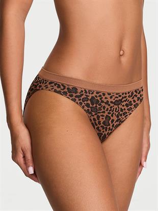 Seamless Leopar Desenli Ribanalı Bikini Külot