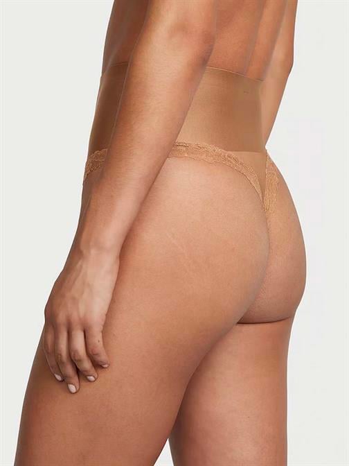 Pürüzsüz Işıltılı Yüksek Bel Dantelli Tanga