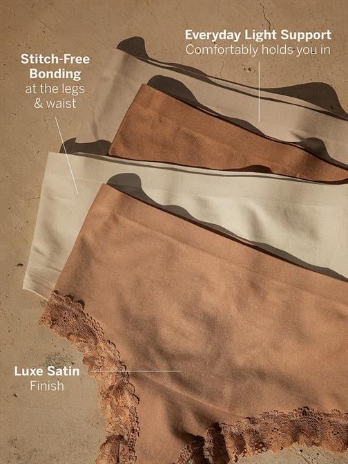 Pürüzsüz Işıltılı Yüksek Bel Dantelli Tanga