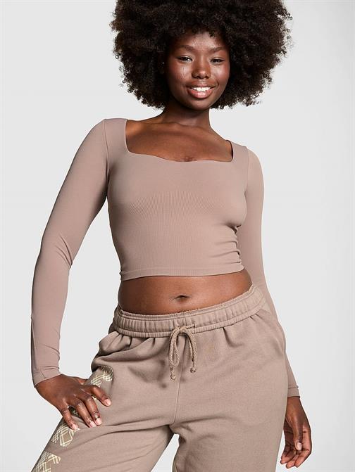 Soft Seamless Uzun Kollu Kalp Yaka Üst