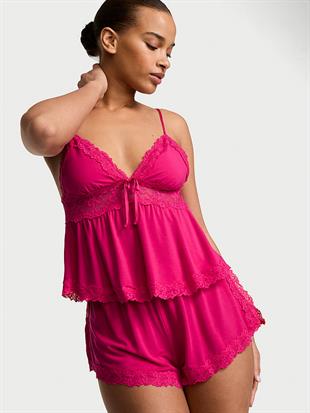 SoSoft™ Modal Dantelli Askılı Bluz ve Şort Takımı