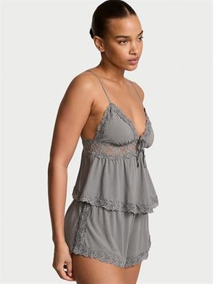 SoSoft™ Modal Dantelli Askılı Bluz ve Şort Takımı