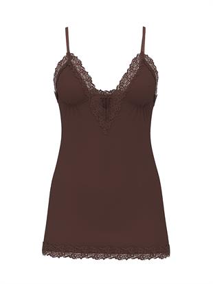 SoSoft™ Modal Dantelli Önü Açık Askılı Gecelik