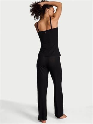 SoSoft™ Modal Geniş Fitilli Düğmeli Önü Açık Askılı Bluz ve Pantolon Takımı