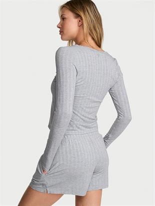 SoSoft™ Modal Ultra İnce Uzun Kollu Henley Bluz