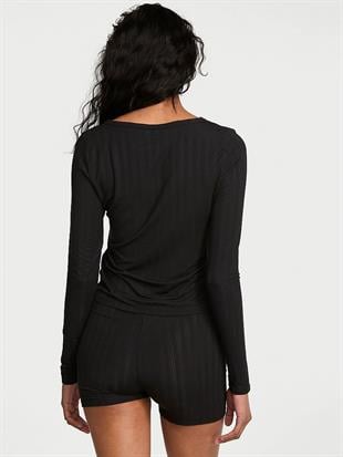 SoSoft™ Modal Ultra İnce Uzun Kollu Henley Bluz
