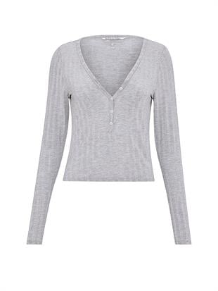 SoSoft™ Modal Ultra İnce Uzun Kollu Henley Bluz