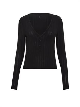 SoSoft™ Modal Ultra İnce Uzun Kollu Henley Bluz