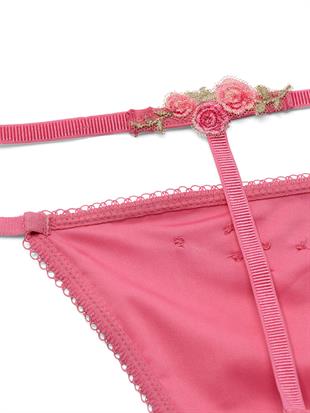 Sweet Melody İşlemeli Saten V-String Külot