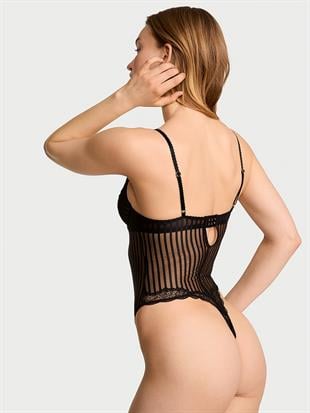 Tease Çizgili Dantelli Bodysuit