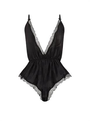 Tease Dot Saten Dantelli Fırfırlı Tulum