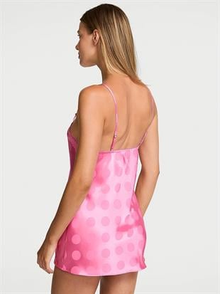 Tease Dot Saten Dantelli Mini Askılı Elbise