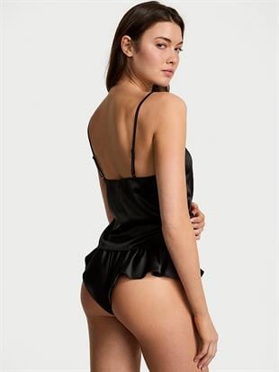Tease Saten Dantelli Askılı Üst ve Şortlu Takım